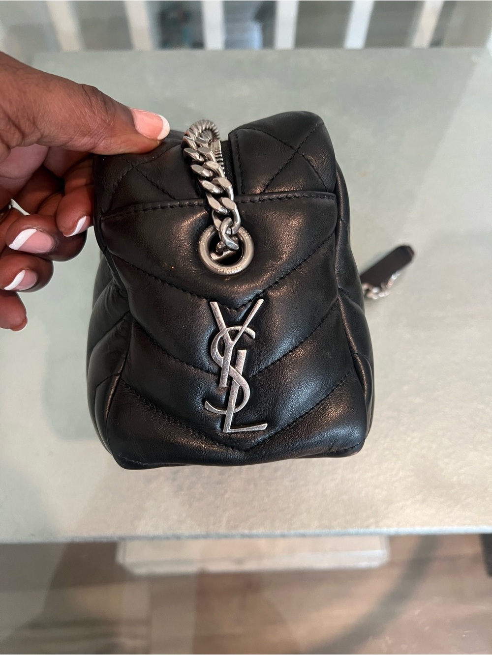 Yves Saint Laurent Black Quilted Leather Mini Shoulder Bag with Silver Hardware